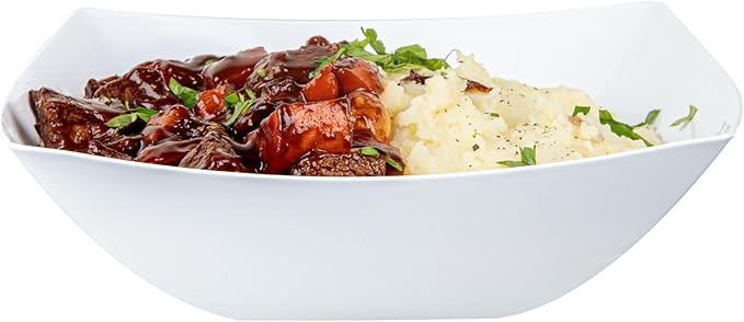 Restaurantware Moderna 64 Ounce Fancy Plastic Bowls 10 Square Disposable Salad Bowls - Durable Heavy-duty White Plastic Bowls For Warm And Cold Foods