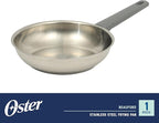 Oster Beauford 8-Inch Stainless Steel Frying Pan – Induction, Oven & Dishwasher Safe Skillet, Soft-Touch Gray Handle, 5-Ply Encapsulated Bottom