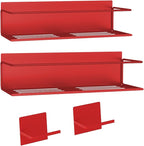 Magnetic Spice Rack For Refrigerator, Space Saving Magnetic Shelf For Fridge Red 2 Pack With Magnetic Paper Towel Holder