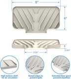 Sponge Holder for Kitchen Sink, Dish Sponge Holder & Soap Tray with Drain, Bathroom Sink Sponge Drying Rack & Perfect Organizer for Dispenser,Bottle,Cup on Sinks or Counter(8"x 4"Cream)