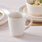Stone Lain Jules Stoneware 16-Piece Dinnerware Set, Plates and Bowls, Service for 4, Off White, Microwave & Dishwasher Safe