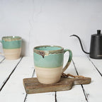 Bosmarlin Ceramic Coffee Mug Set of 4, 17 Oz, 5 Colors to Choose, Tea Cups, Dishwasher and Microwave Safe, Reactive Glaze (Green)