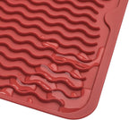 MicoYang Silicone Dish Drying Mat for Multiple Usage,Easy clean,Eco-friendly,Heat-resistant Silicone Mat for Kitchen Counter or Sink,Refrigerator or drawer liner Red L 16 inches x 12 inches