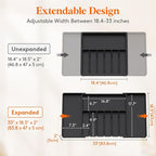 Lifewit Silverware Drawer Organizer, Expandable Utensil Tray for Kitchen, BPA Free Flatware and Cutlery Holder, Adjustable Plastic Storage for Spoons Forks Knives, 18- 33 x 18.5", Black