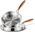 CAROTE 8"+10" Stainless Steel Frying Pan Set, Non-Toxic PTFE & PFOA Free Fry Pan & Omelet Pan, Oven Safe, Compatible with Induction, Ceramic, Gas Cooktops, Gold