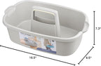 JiatuA Large Cleaning Supplies Caddy Portable Shower Basket Supply Organizer with Handle Plastic Bucket Tool Storage for Bathroom, Bedroom, Kitchen, College Dorm, Garden, Light Gray 2 Pack