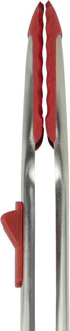 Tovolo Silicone Cooking Utensil Set of 6 Stainless Steel Handle Ladle Slotted Turner Tongs Flex Core Spatula Scraper Mixing Spoon & Potato Masher, Dishwasher Safe BPA Free Utensils, Cayenne Red