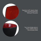 Gibson Elite Soho Lounge Square 16-Piece Dinnerware Set, Service for 4, Reactive Glaze Stoneware Plates and Bowls, Modern Dishes, Microwave & Dishwasher Safe – Red and Black