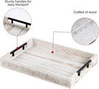 Wooden Serving Ottoman Tray With 4 Coasters, Breakfast Tray With Handles, Home Decor for Living Room, Coffee Table