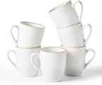 famiware Jupiter Coffee Mugs Set of 6, 13 oz Coffee Mug, Microwave and Dishwasher Safe, Coffee Cups with Handle for Coffee, Tea, Cocoa, Milk, White