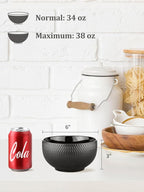 Yedio Black Ceramic Bowls Set of 4, 38 oz Porcelain Large Bowl for Kitchen, Cereal, Soup, Dessert, Rice, Snack, Fruits, Ice Cream, Noodle,Breakfast, Microwave Dishwasher Freezer Oven Safe