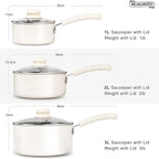 MICHELANGELO Nonstick Saucepan with Lid, Ceramic Sauce Pan Sets, Easy to Clean Sauce Pans, Multi-Purpose Cooking Pots, 3QT, White