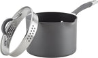 Circulon Radiance Hard-Anodized Nonstick Straining Saucepan, 3-Quart, Gray