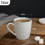 famiware Mars 4 Pieces Coffee Mug, 14 oz Tea Mug, Catering Mugs with Handle for Coffee, Tea, Cocoa, Milk, Light Gray