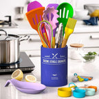 Umite Chef Kitchen Cooking Utensils Set, 33 pcs Non-stick Silicone Cooking Kitchen Utensils Spatula Set with Holder, Wooden Handle Silicone Kitchen Gadgets Utensil Set (Colorful)
