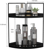 Dorhors 2-Tier Bathroom Counter Organizer,Vanity Counter Corner Shelf, Skincare, Wood Countertop Bathroom Storage and Organization for Kitchen (Black)