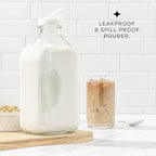 JoyJolt Glass Milk Bottles with Lids and Pourer – 64 Oz, 3 Pack Airtight Heavy Duty Reusable Glass Bottles, Leakproof, BPA-Free, Food Grade, Dishwasher Safe Jug, Pitcher for Milk, Juice, and Water