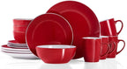 Bestone 16 Piece Round Kitchen Dinnerware Sets, Plates and Bowls, Dinner Plates, Cereal Bowls, Stoneware Dinnerware, Blue and White