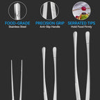 HOTEC Kitchen Tweezers Tongs Stainless Steel Professional Chef Tweezers, Set of 3-6.3", 10" and 12inch Food Tongs for Cooking, Repairing, Dessert, BBQ, Meat, Pasta