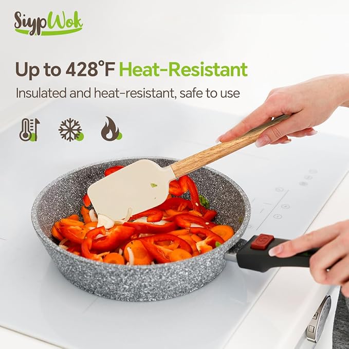 Silicone Spatula Set, Food Grade Rubber Spatula-4 Piece Nonstick Rubber Spatulas, Spoonula, Jar Scraper for Cooking, Baking, Mixing, Frosting - Heat Resistant Up to 600°F (4 Pcs Spatula White)