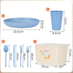 49pcs Dinnerware Sets for 8 People, Unbreakable Plates Sets, Reusable Storage Box, Travel Camping Picnic Home Party Cutlery Set, Dishwasher Microwave Safe Dishes