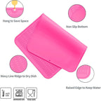 MicoYang Silicone Dish Drying Mat for Multiple Usage,Easy clean,Eco-friendly,Heat-resistant Silicone Mat for Kitchen Counter or Sink,Refrigerator or Drawer Liner Rose 3XL 28 inches x 18 inches