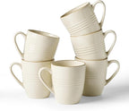 famiware Jupiter Coffee Mugs Set of 6, 13 oz Coffee Mug, Microwave and Dishwasher Safe, Coffee Cups with Handle for Coffee, Tea, Cocoa, Milk, Vanilla White
