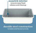 Sur La Table Kitchen Essentials Bake Sale 9 Inch PFOA, PFAS, PTFE Free Nonstick Rectangular Cake Pan - Linen White