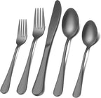 Matte Black Silverware Set for 8, 40 Pieces Stainless Steel Flatware Cutlery Set, Tableware Kitchen Utensil Set, Include Knives Spoons Forks, Dishwasher Safe (Matte Black)