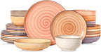 Selamica Ceramic Plates and Bowls Sets,24 Pieces Dinnerware Sets for 6,Scratch Resistant Dish Set for holiday gathering,Dishwasher & Microwave Safe, Maillard