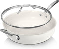 GOTHAM STEEL 5.5 Qt Saute Pan with Lid - Nonstick Deep Frying Pan, 100% PFOA Free Ceramic, Dishwasher Safe, Cream White