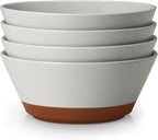 MALACASA Soup Bowls, Ceramic Salad Bowls Set of 4, 36oz Ceramic Bowls for Ramen, Cereal, Fruit and Pho, Microwave & Dishwasher Safe, Speckled Deep Bowls, Grey & Brown