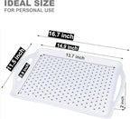 ECOIOU Non Slip Food Serving Tray with Handles, 2-Pack Rectangle Anti-Slip Non-Toxic Dishwasher Safe Tray for Snack Fruit Dessert Breakfast Drink,Black&White