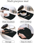 emolife Heat Resistant Mat for Air Fryer Site on, Thick Silicone Mats for Kitchen Counter, Countertop Protector, No-slip (Black)