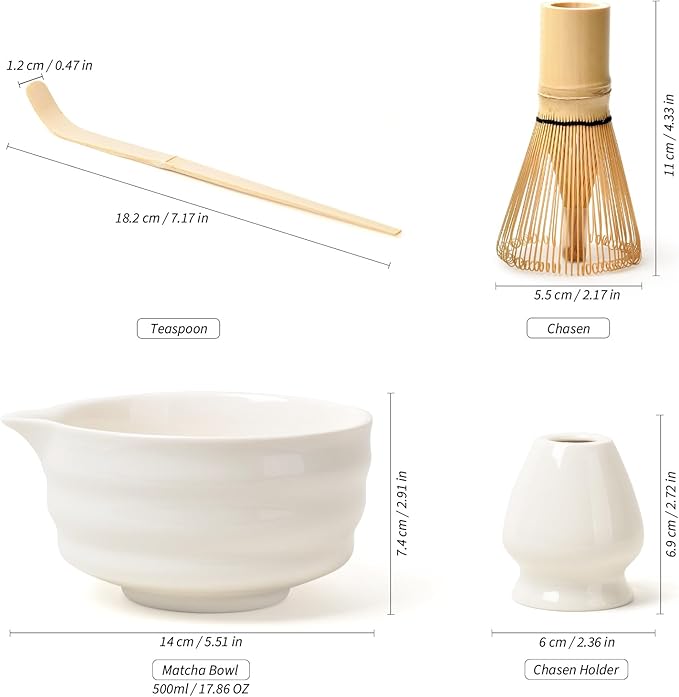 Authentic Japanese Matcha Ceremony Set - 17oz Traditional Chawan Bowl with Bamboo Whisk (Chasen), Scoop & Stand - Complete Starter Kit for Beginners, Christmas Thanksgiving Gift Idea