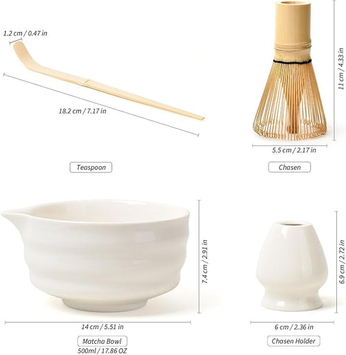 Authentic Japanese Matcha Ceremony Set - 17oz Traditional Chawan Bowl with Bamboo Whisk (Chasen), Scoop & Stand - Complete Starter Kit for Beginners, Christmas Thanksgiving Gift Idea