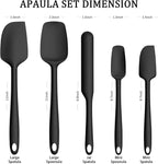 Coukre Silicone Spatula Set of 5,High Temperature Resistant, Food Grade Silicone, Dishwasher Safe, for Baking, Cooking (Pure Black)