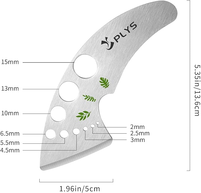 Plys Herb Stripper Tool 9 Holes - Stainless Steel Kitchen Herb Stripping Tool, Herb Leaf Peeler for Kale, Chard, Collard Greens, Rosemary, Thyme, Parsley and Basil, 2025 Professional Kitchen Gadgets