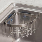 Dish Cloth Hanger+Sponge Holder +corner sink caddy Save Space Triangle 2-in-1 Sink Caddy, No Drilling with 2PCS Suckers(90° RIGHT ANGLE CORNER ONLY)