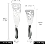 Stainless Steel Fish Spatula Set – Funky Fish Edition, 1 Large Fish Turner + 1 Small Metal Spatula, Ultra Thin Edge for Easy Turning & Flipping, Ergonomic Non-Slip Handle, Dishwasher Safe