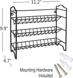 SWOMMOLY Spice Rack Organizer with 18 Empty Square Spice Jars, 396 Spice Labels with Chalk Marker and Funnel Complete Set, Spice Organizer for Countertop, Cabinet or Wall Mount, Black