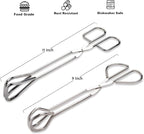 9-Inch and 11-Inch Heavy Duty Stainless Steel Kitchen Tongs - Comfortable Ergonomic Grip, Scissor Design, Heat Resistant for BBQ and Cooking