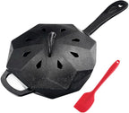 Cast Iron Skillet with Lid,Pre-seasone Mini Cast Iron Smoker Skillets & Egg Pan with Assist Handle, 6.5 Inch Octagonal Design Frying Pan for Searing, Baking, Grilling, Roasting (Skillet-1)