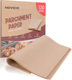 130-Pack Precut Parchment Paper Sheets | 12x12 Inch Unbleached Brown Baking Paper | Heavy Duty Non-Stick Liners for Oven, Air Fryer, Grill & Steaming | Perfect for Baking, Cooking, Wrapping Food