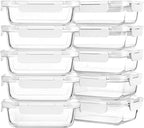 M MCIRCO 10-Pack 22 Oz Glass Meal Prep Containers with Lids - Microwave, Oven, Freezer & Dishwasher Safe - White