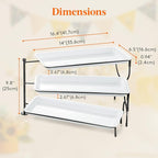 Lifewit 3 Tier Serving Tray, 36 x 17 cm/14 x 6.5 White Plastic Tiered Food Serving Platters, Rotating Tiered Tray Stand for Party with Black Collapsible Metal Stand, Dessert Table Stands for Cookies