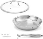 Stainless Steel Pan，Non-Toxic PFAS, PFOA & PTFE Free, Compatible With All Cooktops & Induction Safe, Oven Safe Pan for Searing & Sautéing, Long Lasting Cookware. (12 Inch)