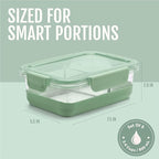 Ello Duraglass Refresh 3.4 Cup Divided Meal Prep Set 10Pc, 5 Pack, 2 Compartment Glass Food Storage Container with Silicone Boot and Airtight BPA-Free Plastic Lids, Dishwasher & Microwave Safe, Glade