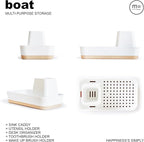 M= MINIMALSCULPT = Boat Multi-Purpose Storage, Sink Caddy, Utensil Holder, Desk Organizer, Toothbrush Holder, Make up Holder (White)