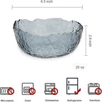 TOSSOW Glass Salad Bowl Irregular Shape Serving Bowls, 25 oz Pyrex Mixing Bowls for Kitchen Prep, Fruit, Snack, Dessert, and Candy Dishes or Nut Bowls(Grey)